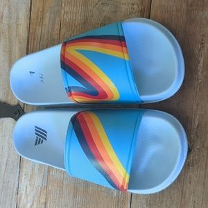 Aldi Gear slides blue rainbow size 7 worn once